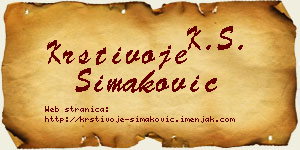 Krstivoje Simaković vizit kartica